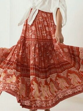 Spell & The Gypsy Collective Poinciana Maxi Skirt in Cherry NWT